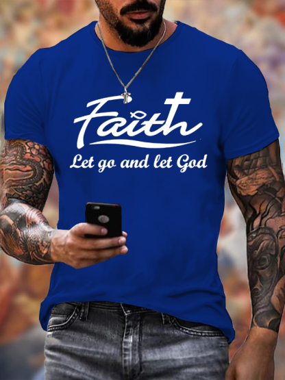  Let Go And Let God Jesus God Christian Cotton T-Shirt