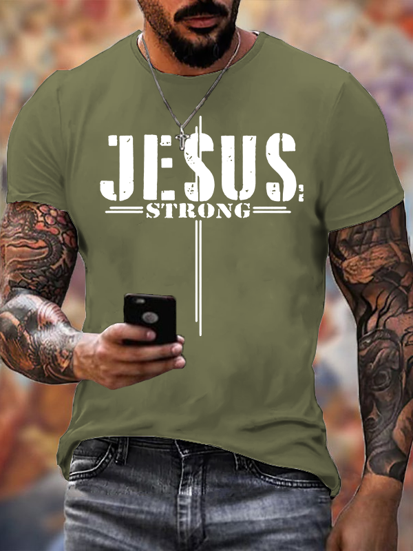 Jesus Strong Jesus God Christian Cotton T-Shirt