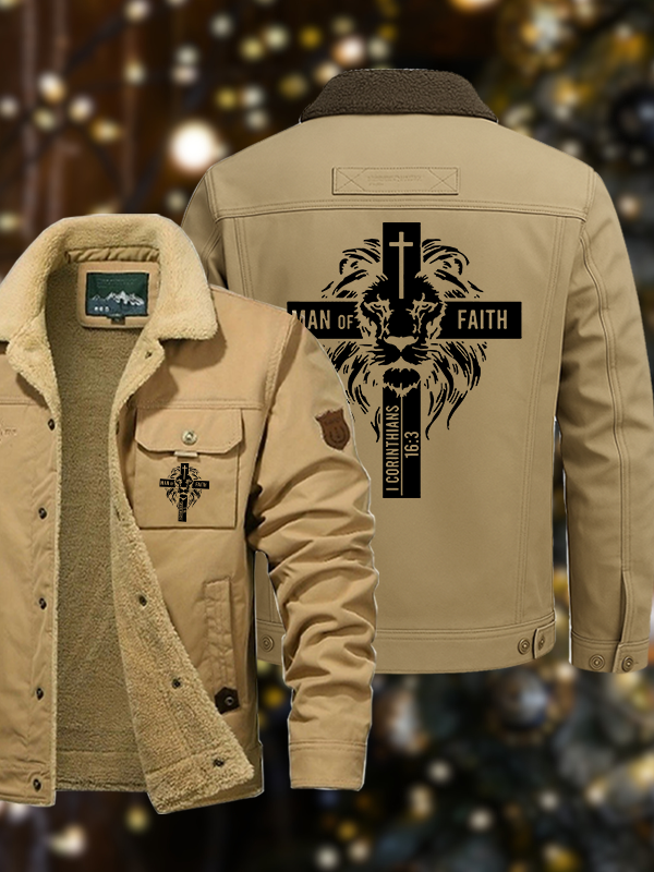 Men's Man of Faith  Casual Fleece-Lined Jacket