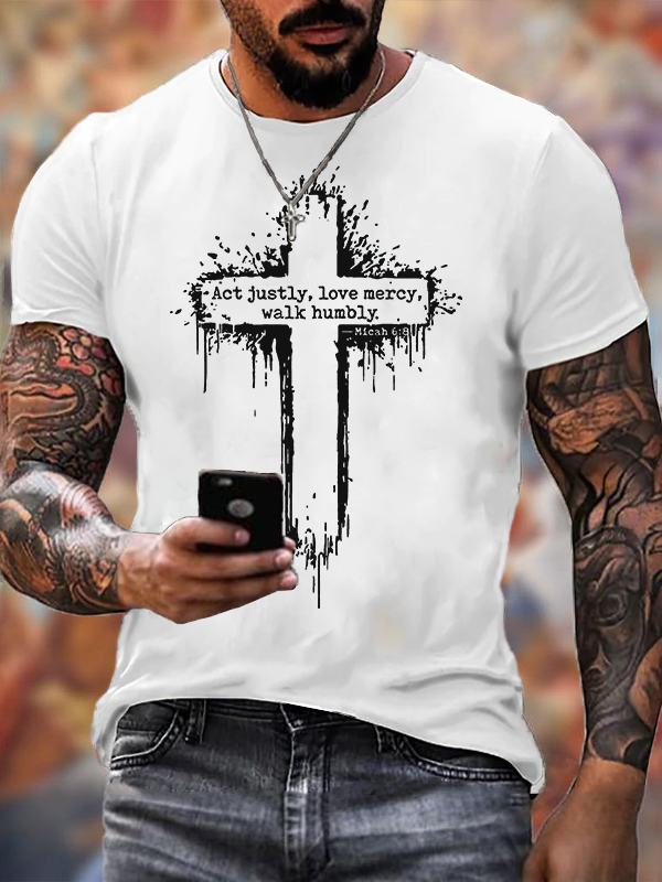 Micah 6:8  Jesus God Christian Cotton T-Shirt