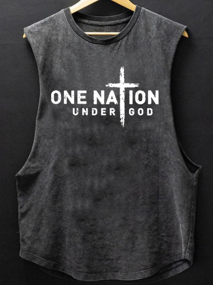 One Nation Under God Cross Christian Washed Tank