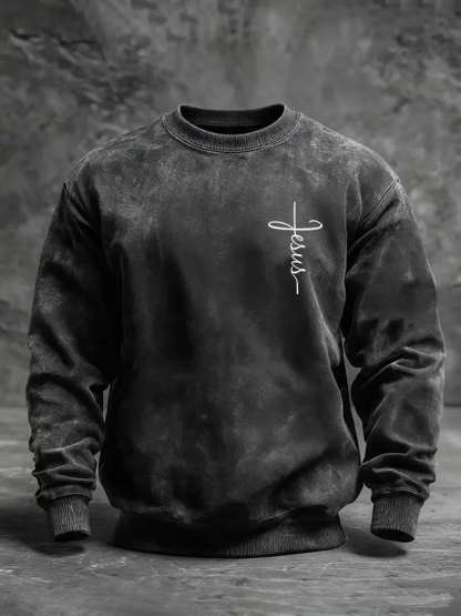 Jesus Cross Jesus God Christian Washed Sweatshirt