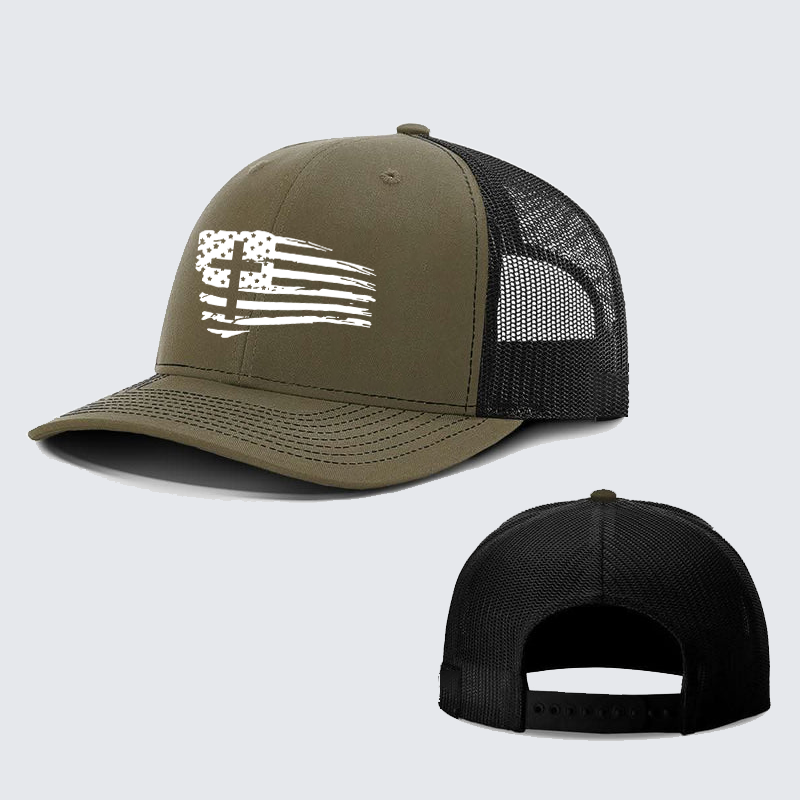 Tattered Flag Cross Jesus God Christian Richardson Hat