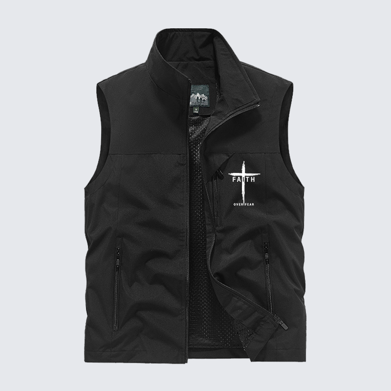 Faith Over Fear Cross Jesus God Christian Outdoor Quick-dry Vest