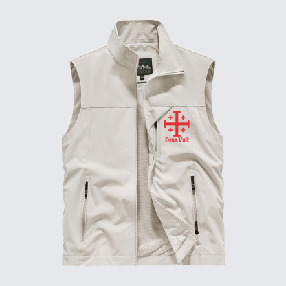 Jerusalem Cross Deus Vult Jesus God Christian Outdoor Quick-dry Vest