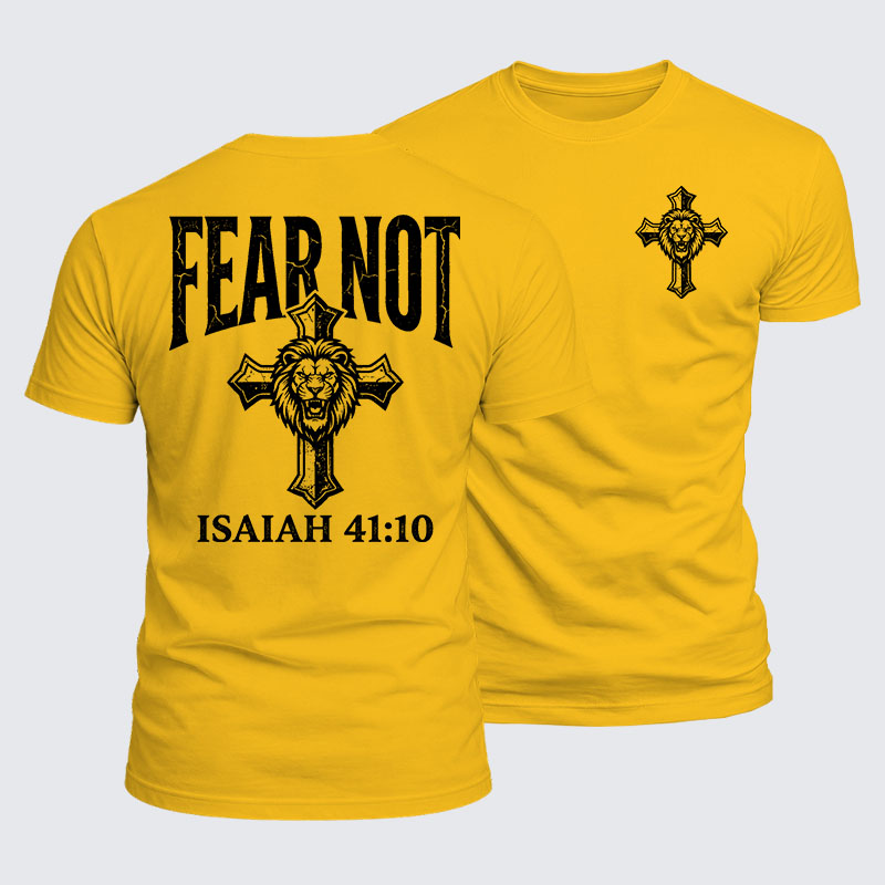 Fear Not Isaiah 41:10 Jesus God Christian  – Luxe Mercerized Interlock Cotton Tee