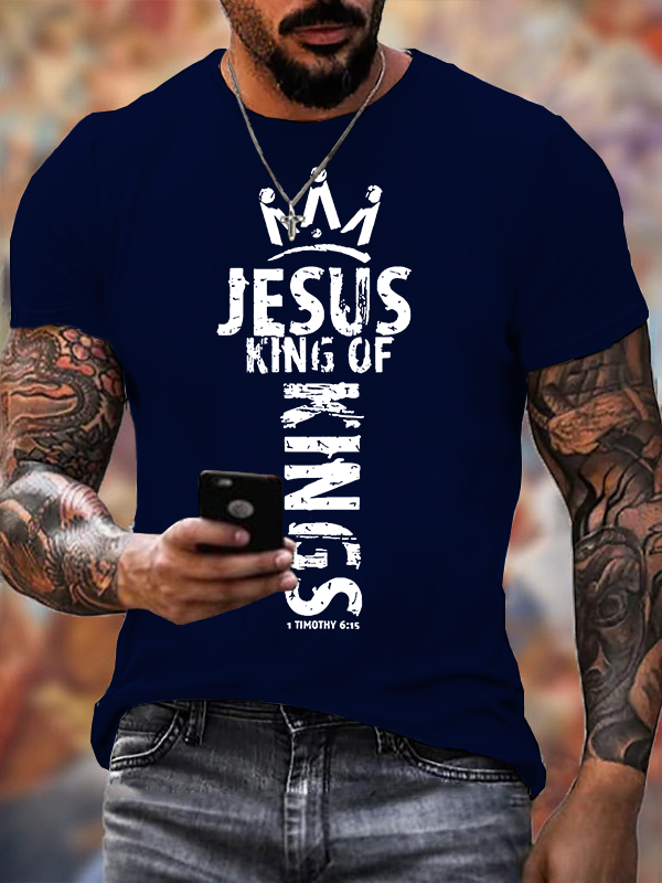 Jesus King Of Kings Jesus God Christian Cotton T-Shirt