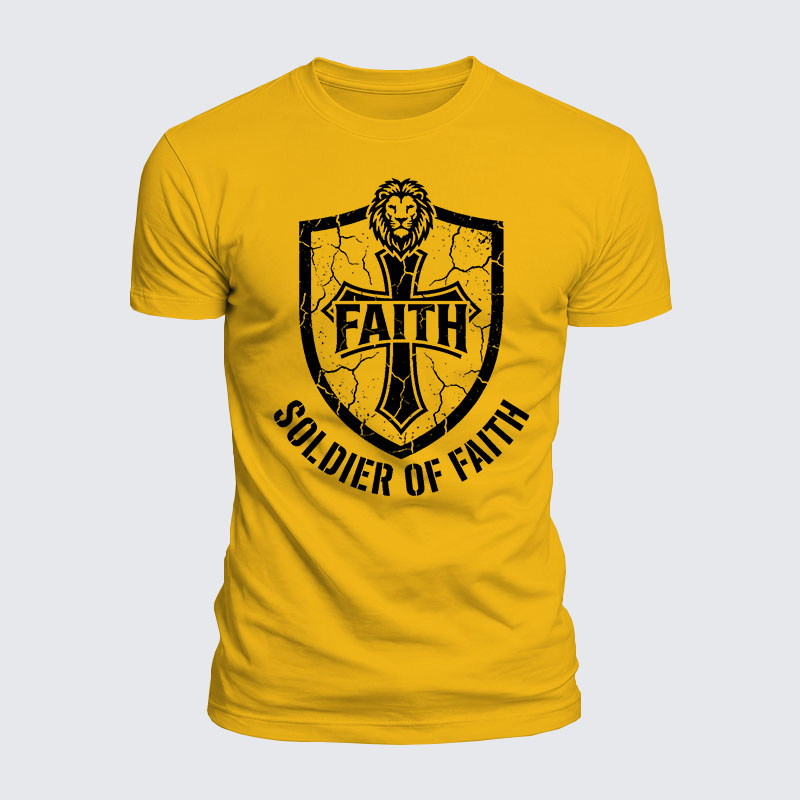 Soldier Of Faith Jesus God Christian  – Luxe Mercerized Interlock Cotton Tee