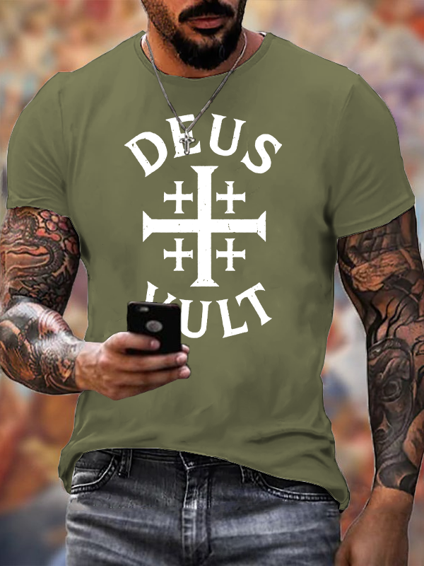 Deus Vult Jesus God Christian Cotton T-Shirt
