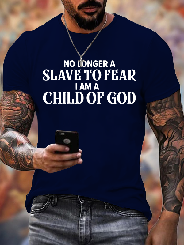No Longer A Slave To Fear Jesus God Christian Cotton T-Shirt