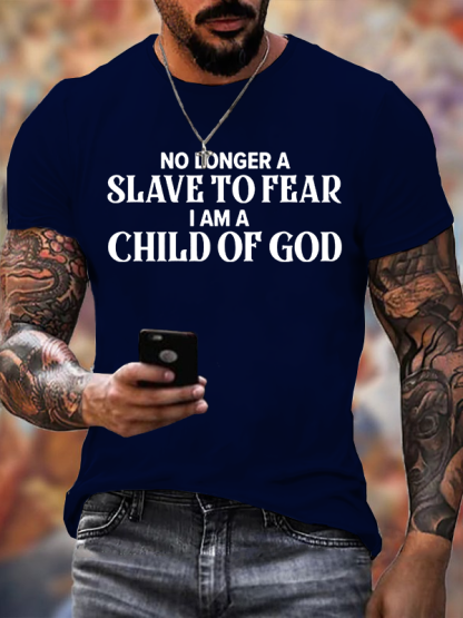 No Longer A Slave To Fear Jesus God Christian Cotton T-Shirt