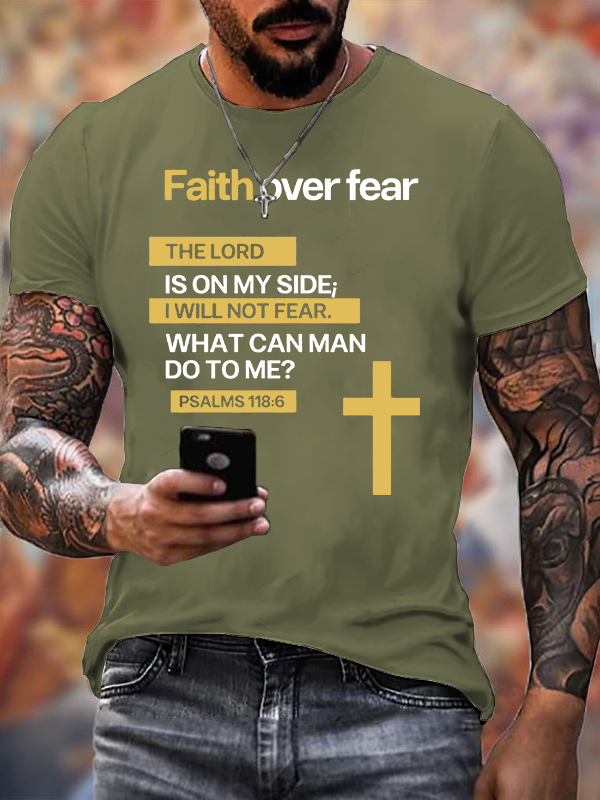 Faith Over Fear Jesus God Christian Cotton T-Shirt