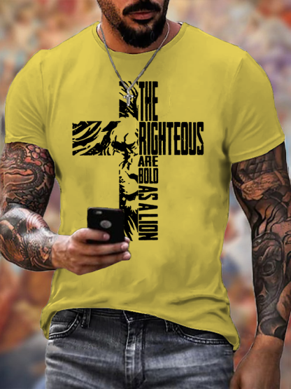 Bold as A Lion Jesus God Christian Cotton T-Shirt