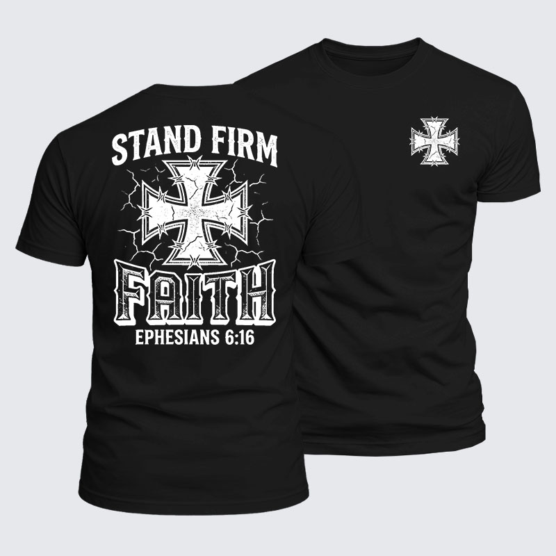 Stand Firm Faith Jesus God Christian  – Luxe Mercerized Interlock Cotton Tee