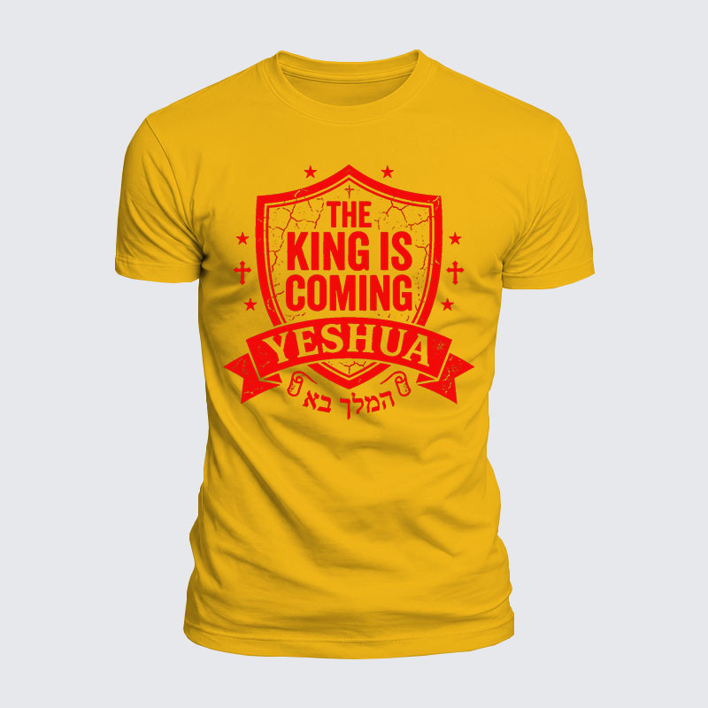 Yeshua The King Is Coming Hebrew Name Jesus God Christian  – Luxe Mercerized Interlock Cotton Tee