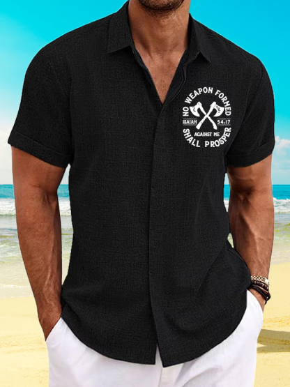 No Weapon Formed Shall Prosper - Isaiah 54:17 Jesus God Christian Short Sleeve Shirt