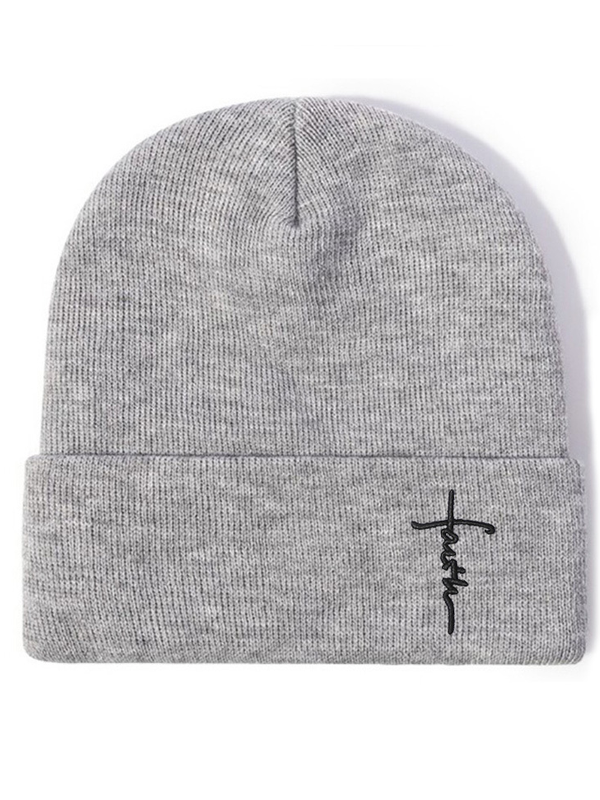 Embroidery Faith Cross Warm Beanie Cold hat