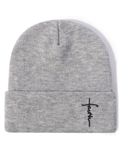Embroidery Faith Cross Warm Beanie Cold hat