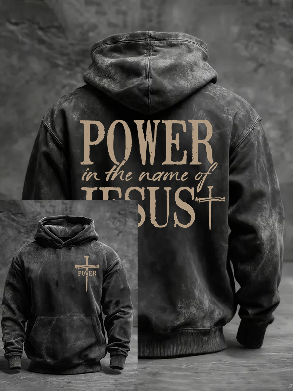 Power In The Name of Jesus Jesus God Christian Washed Hoodie