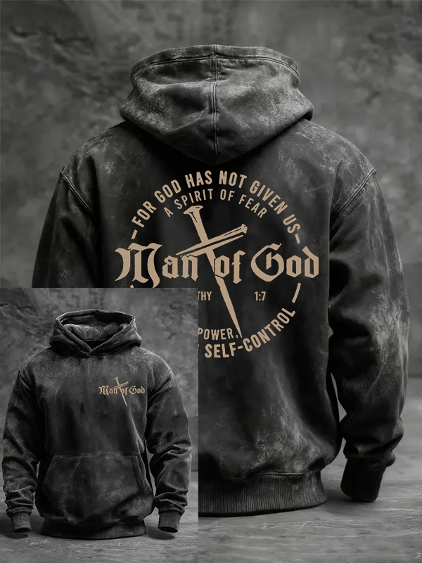 Man of God Jesus God Christian Washed Hoodie