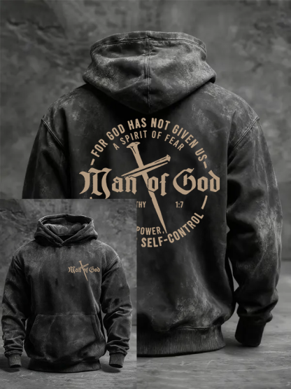 Man of God Jesus God Christian Washed Hoodie