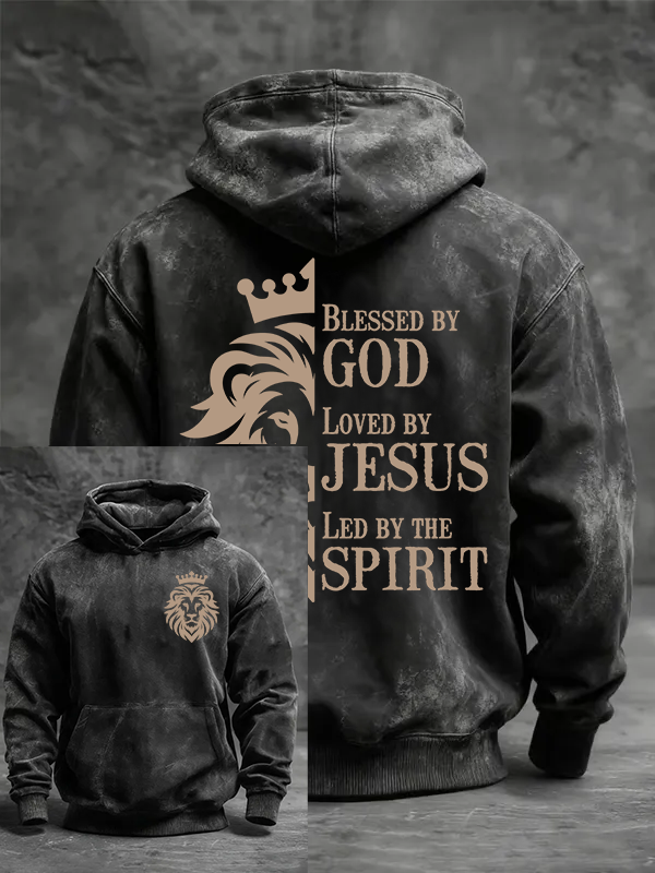 Blessed Loved Led Jesus God Christian Washed Hoodie