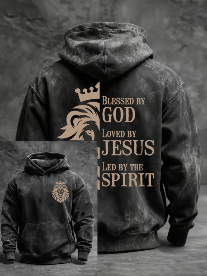 Blessed Loved Led Jesus God Christian Washed Hoodie