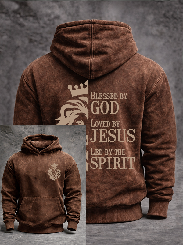 Blessed Loved Led Jesus God Christian Washed Hoodie