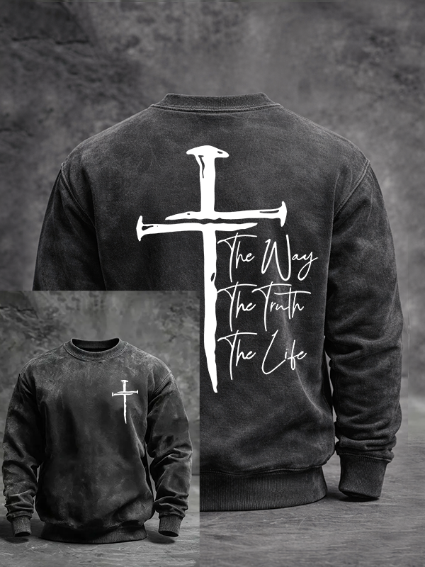 Jesus The Way The Truth The Life Jesus God Christian Washed Sweatshirt
