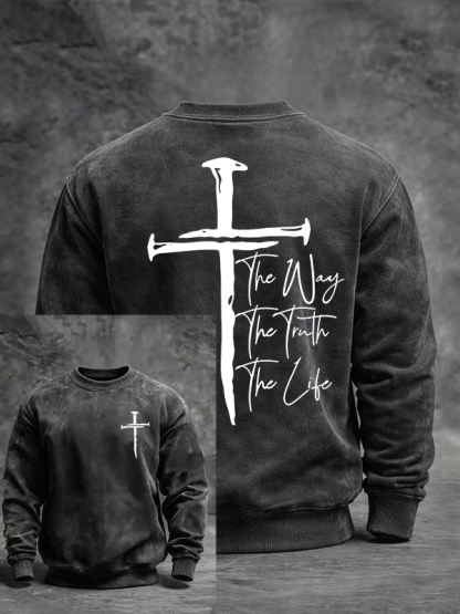 Jesus The Way The Truth The Life Jesus God Christian Washed Sweatshirt