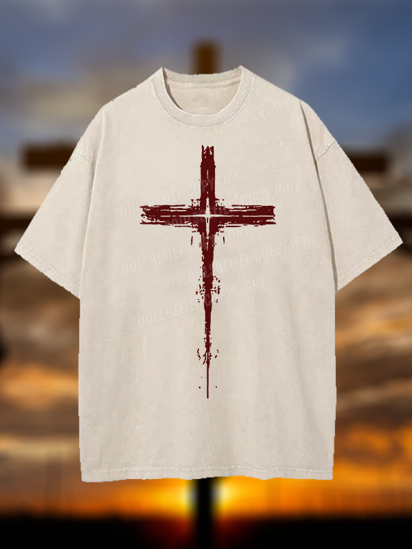 Light of Cross Jesus God Christian Washed T-Shirt