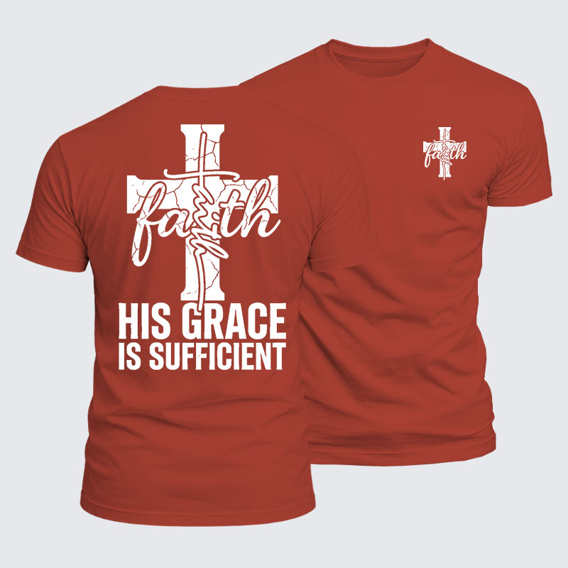 His Grace Is Sufficient Jesus God Christian  – Luxe Mercerized Interlock Cotton Tee
