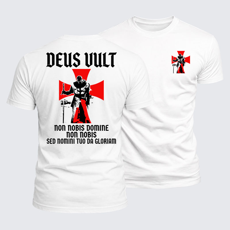 Luxe Mercerized Cotton Tee - Deus Vult Non Nobis Domine, Non Nobis, Sed Nomini Tuo Da Gloriam