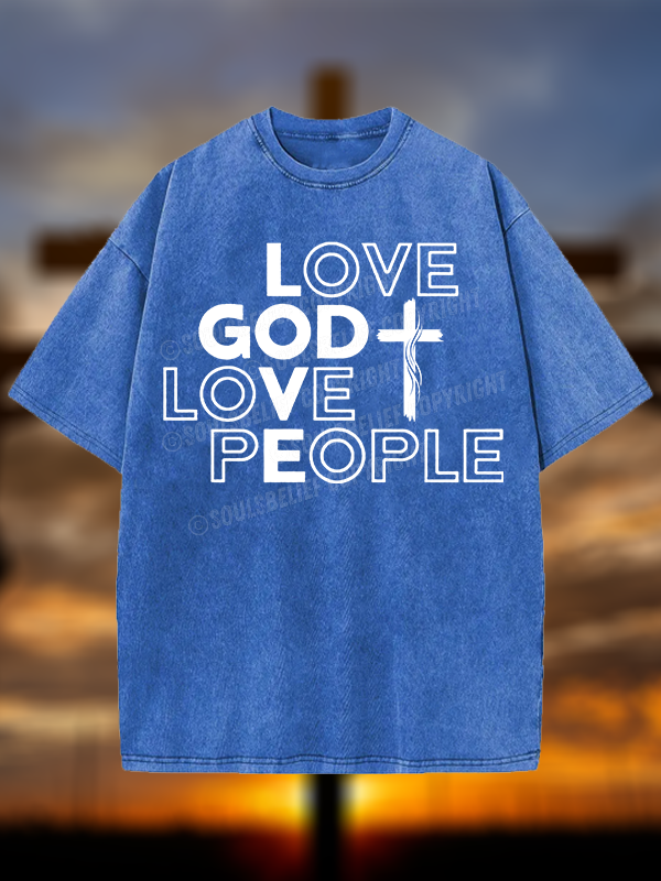 Love God Love People Christian Washed T-Shirt
