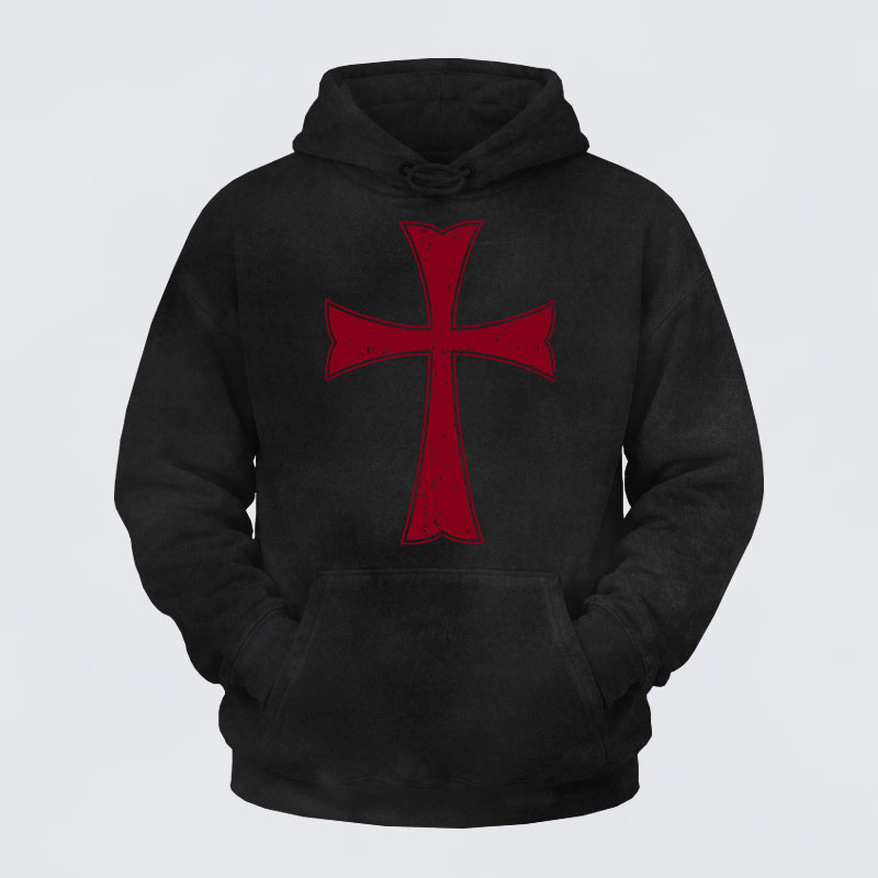 Washed Hoodie - Knights Templar Crusader Cross