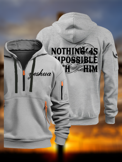Nothing Is Impossible With Him Jesus God Christian Zipper Hoodies