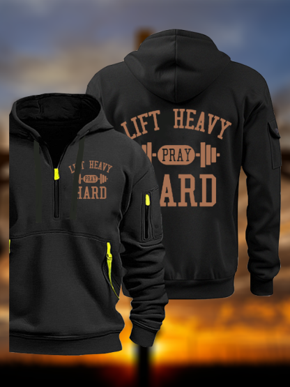 Lift Heavy Pray Hard Jesus God Christian Zipper Hoodies