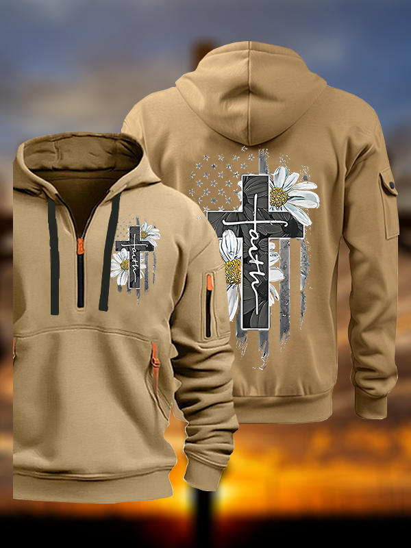 Flower Cross Faith Jesus God Christian Zipper Hoodies