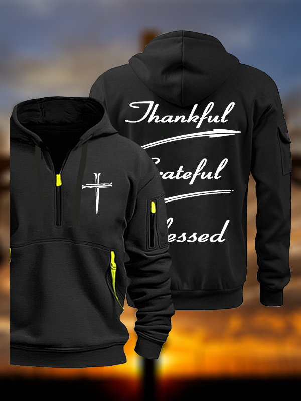 Thankful Grateful Blessed Jesus God Christian Zipper Hoodies