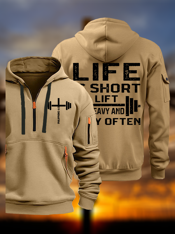 Life Is Short Lift Heavy and Pray Often Jesus God Christian Zipper Hoodies