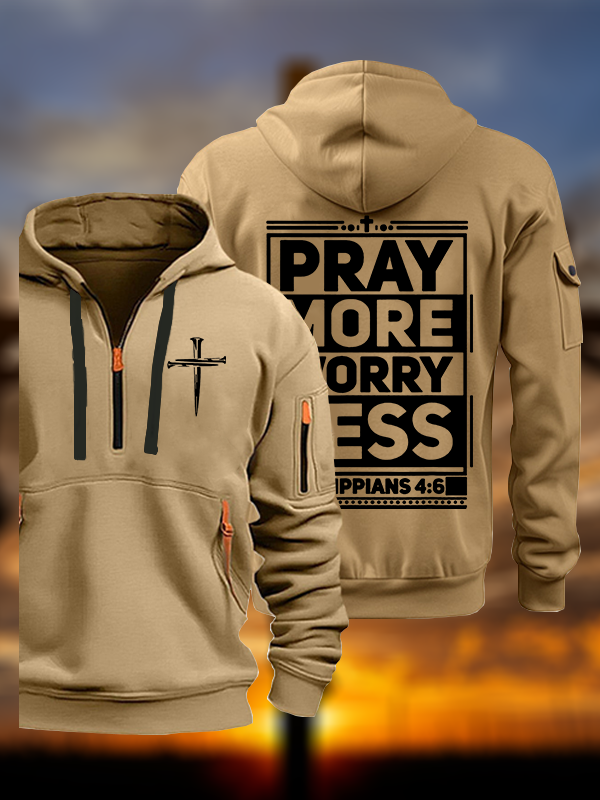 Pray More Worry Less Jesus God Christian Zipper Hoodies