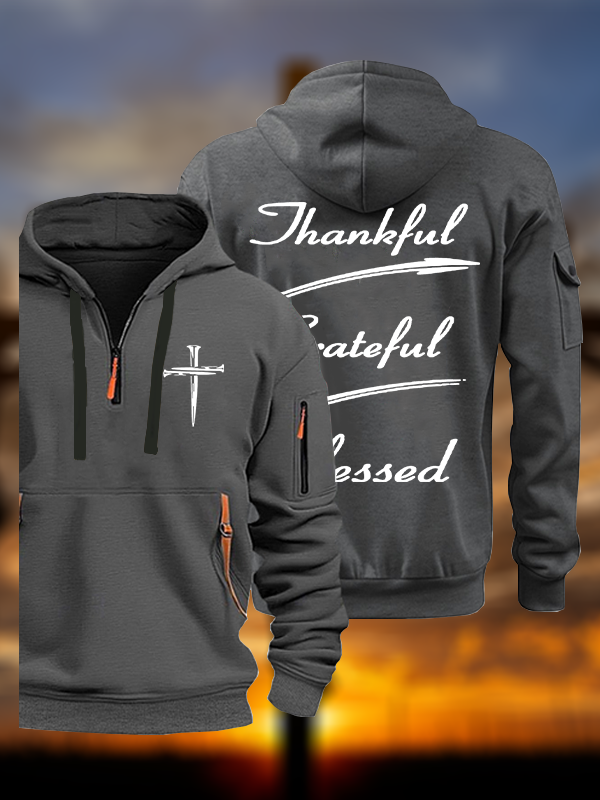 Thankful Grateful Blessed Jesus God Christian Zipper Hoodies