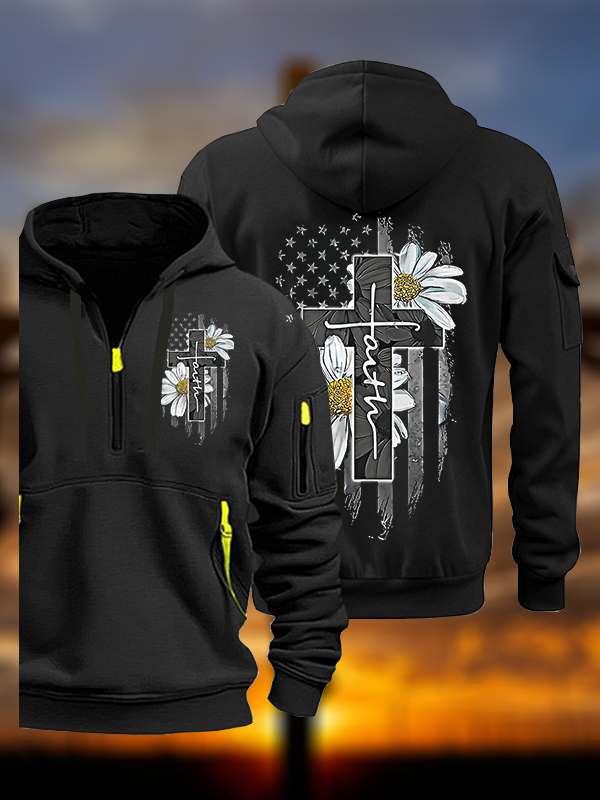 Flower Cross Faith Jesus God Christian Zipper Hoodies