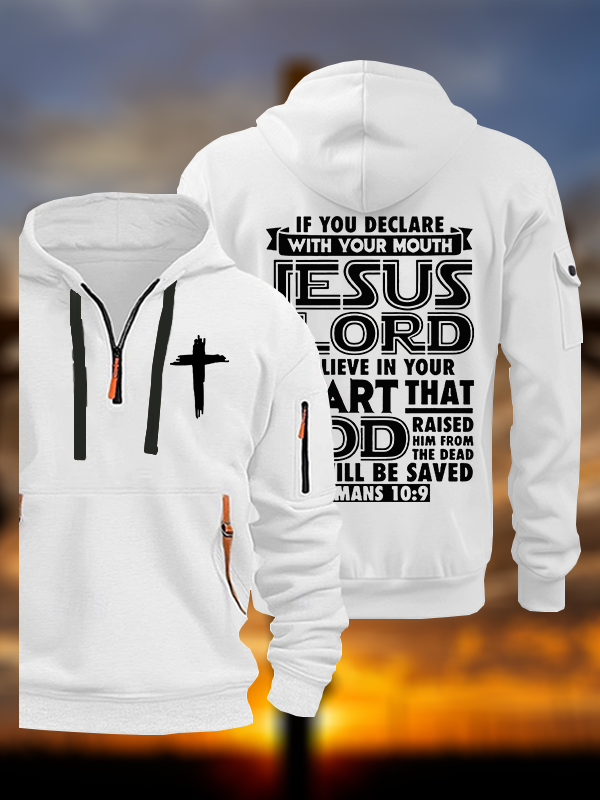 Romans 10:9 Jesus is Lord Jesus God Christian Zipper Hoodies