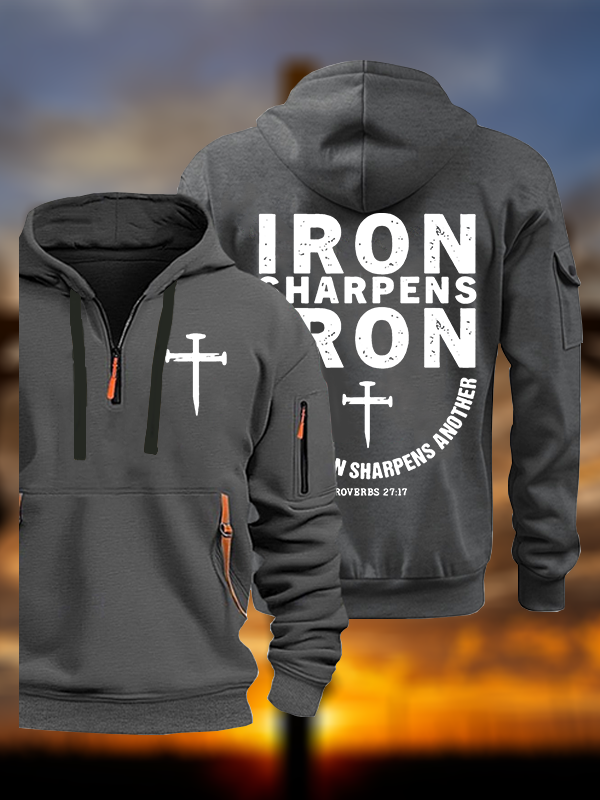Proverbs 27:17  Jesus God Christian Zipper Hoodies