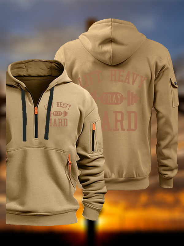 Lift Heavy Pray Hard Jesus God Christian Zipper Hoodies
