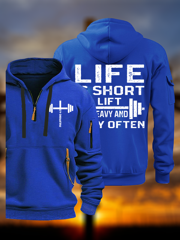 Life Is Short Lift Heavy and Pray Often Jesus God Christian Zipper Hoodies