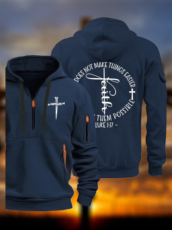 Luke 1 ：37 It Does Not Make Things Easier It Make Them Possible Jesus God Christian Zipper Hoodies
