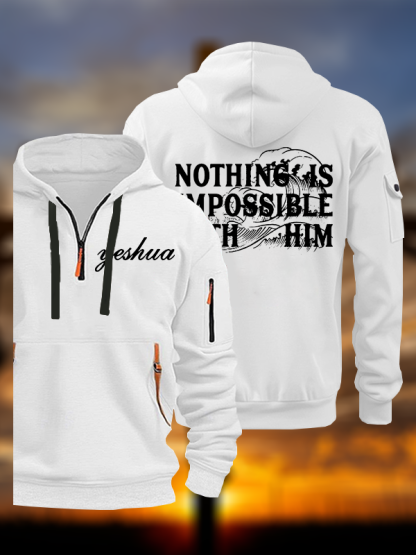 Nothing Is Impossible With Him Jesus God Christian Zipper Hoodies