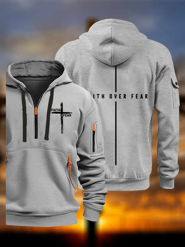 Faith Over Fear Cross Jesus God Christian Zipper Hoodies